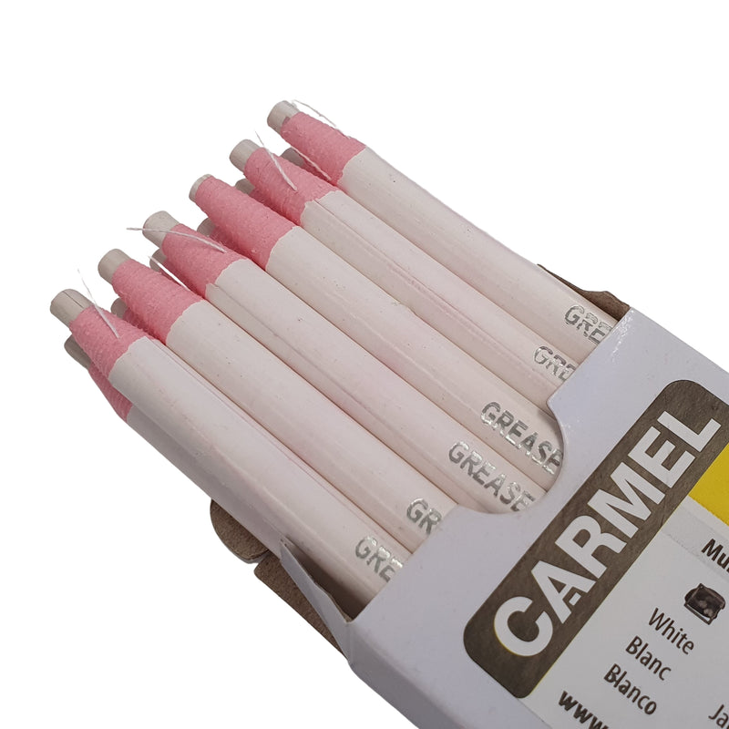 Carmel Chinagraph Peelable White Pencils, Box 12