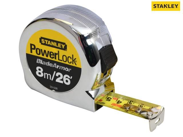 Stanley Power Lock Tape Measures (3m/10', 5m/16', 8m/25' & 10m/33' sizes) - Tacura