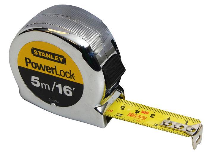 Stanley Power Lock Tape Measures (3m/10', 5m/16', 8m/25' & 10m/33' sizes) - Tacura